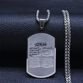 Muslim Rune Necklace Stainless Steel Silver Color Women/Men Islam Quran Allah Pendant Necklaces