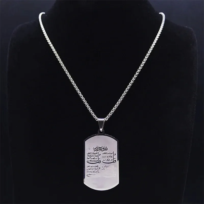 Muslim Rune Necklace Stainless Steel Silver Color Women/Men Islam Quran Allah Pendant Necklaces