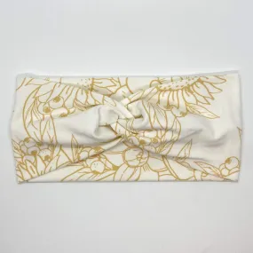Never Old White-n-Gold Twist Headband