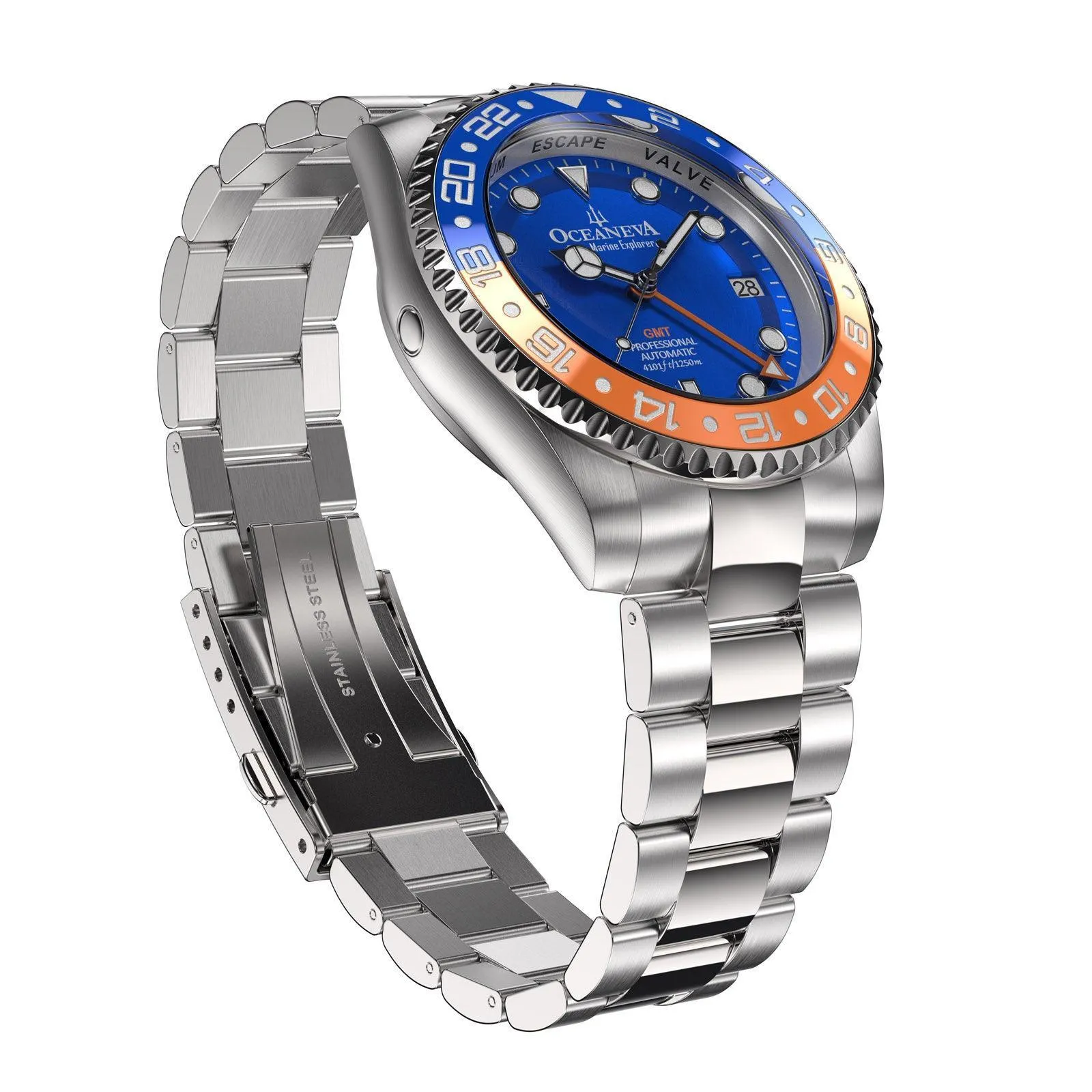 Oceaneva Men's Automatic GMT Watch 1250m Blue Dial Watch