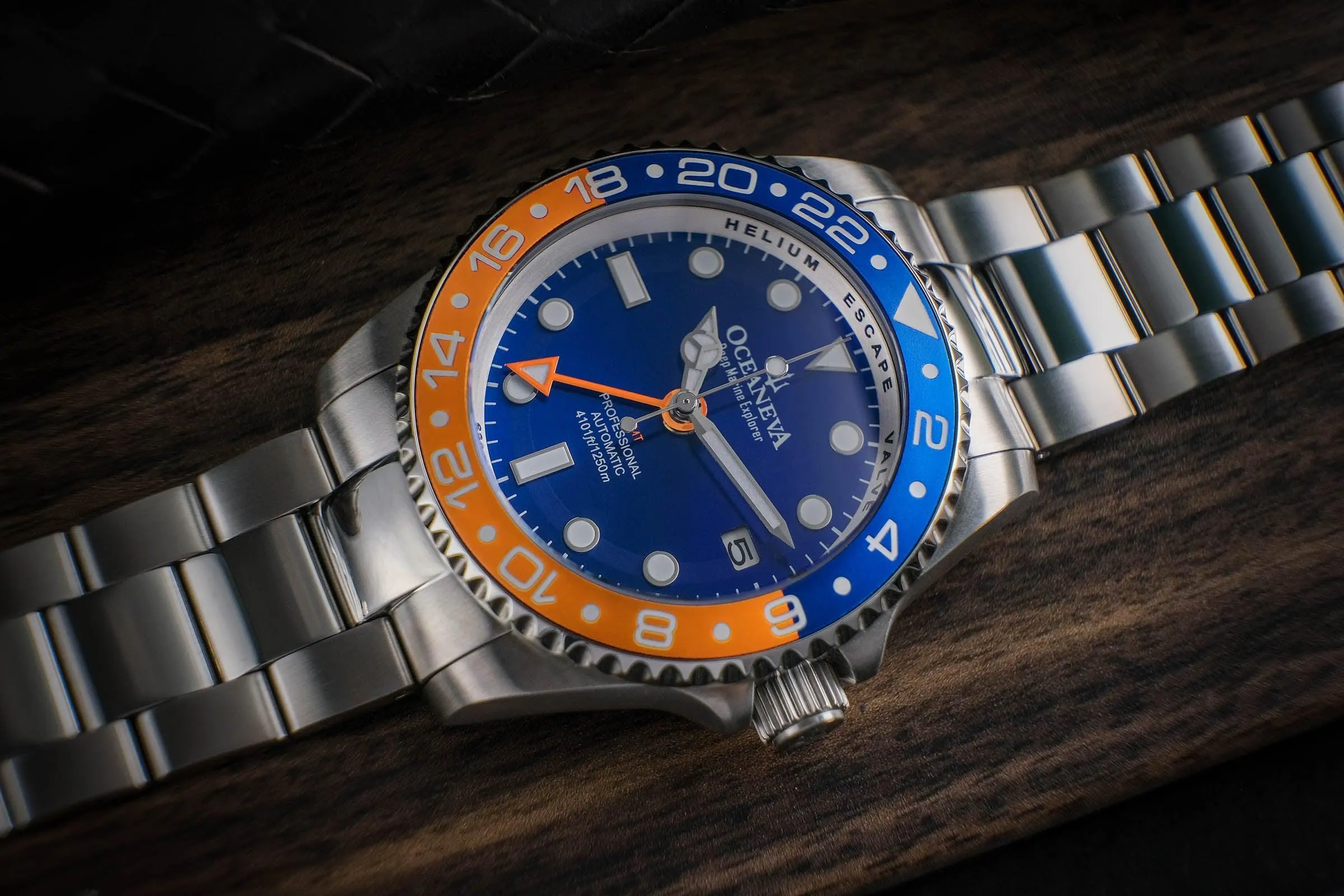 Oceaneva Men's Automatic GMT Watch 1250m Blue Dial Watch