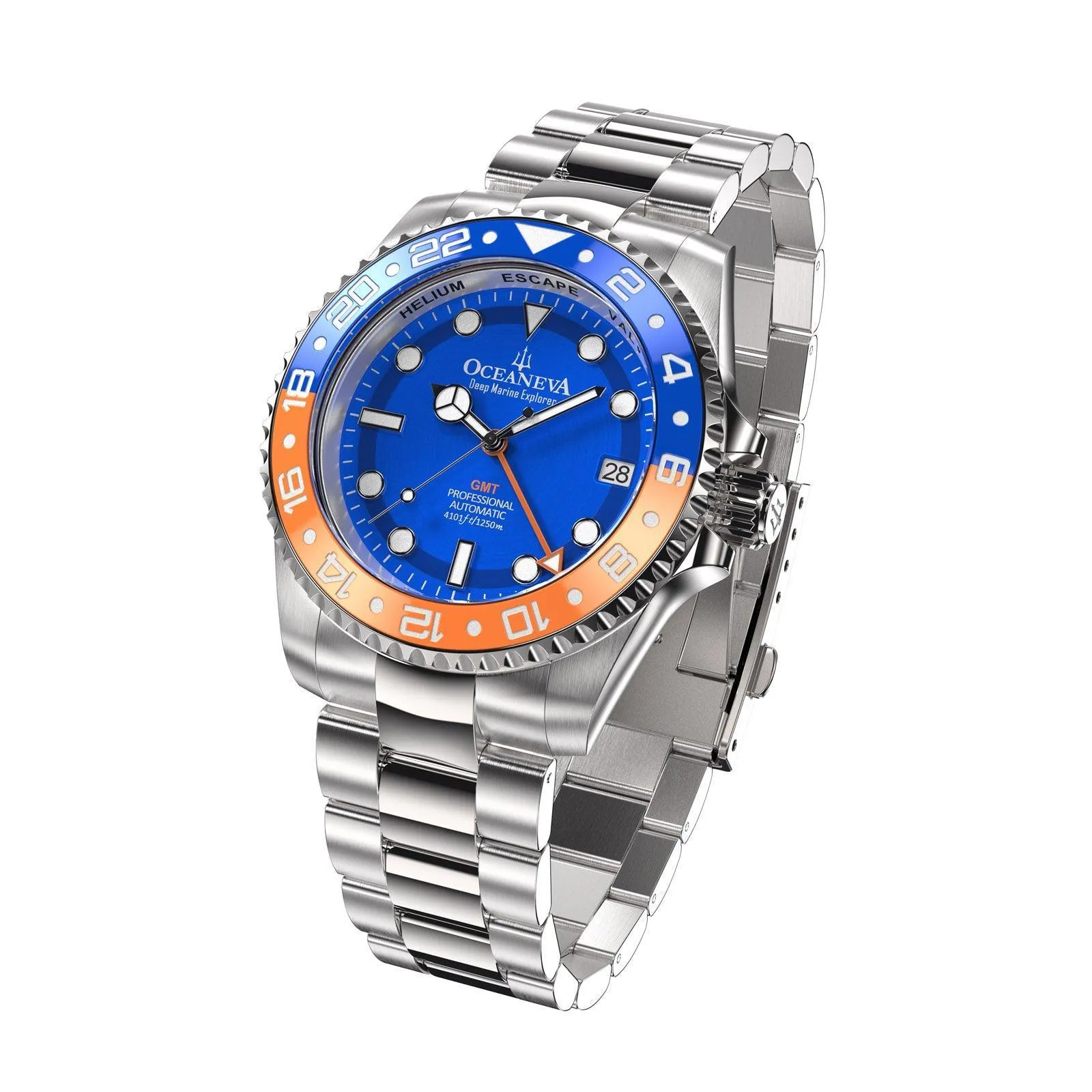 Oceaneva Men's Automatic GMT Watch 1250m Blue Dial Watch