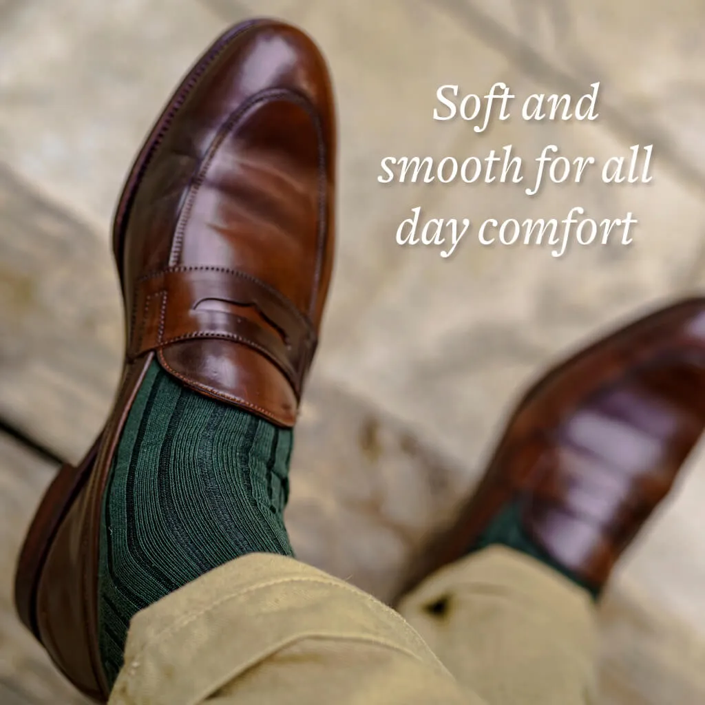 Olive Cotton Mid Calf Dress Socks