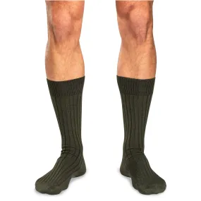 Olive Cotton Mid Calf Dress Socks