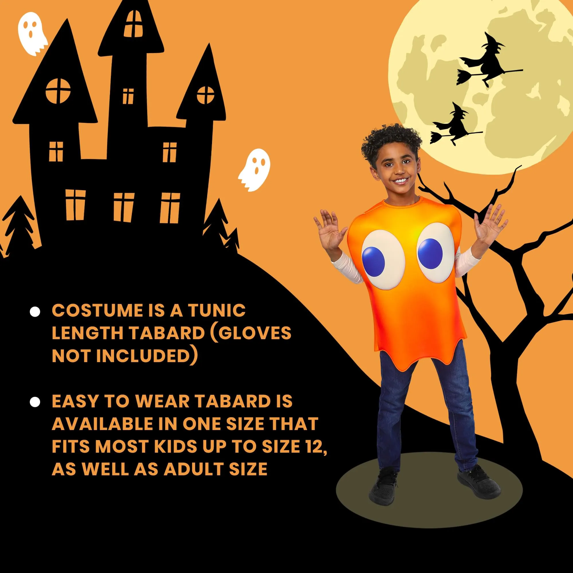 Pac-Man Clyde Ghost Child Costume | One Size