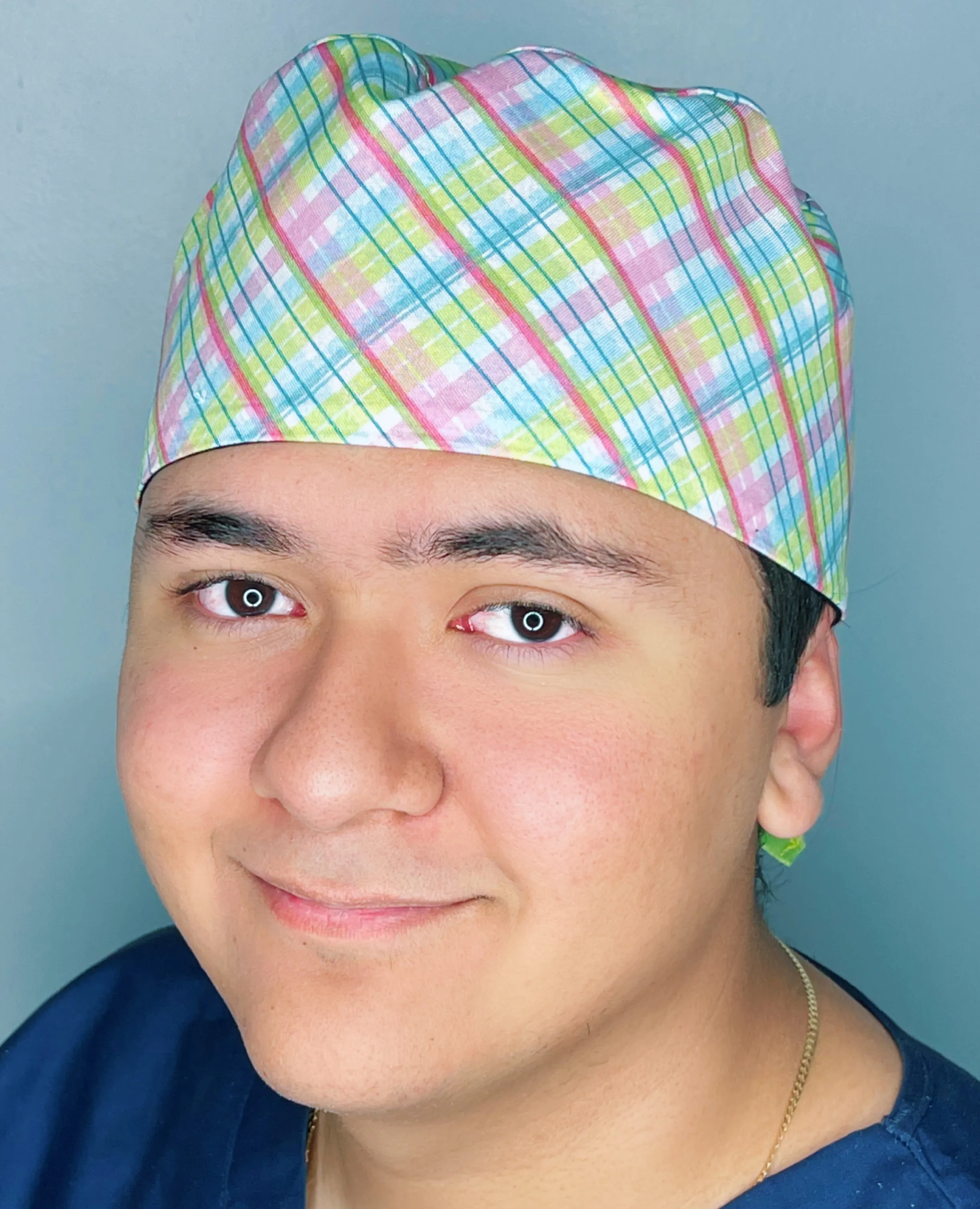 Pastel Plaid Stripes Unisex Cute Scrub Cap