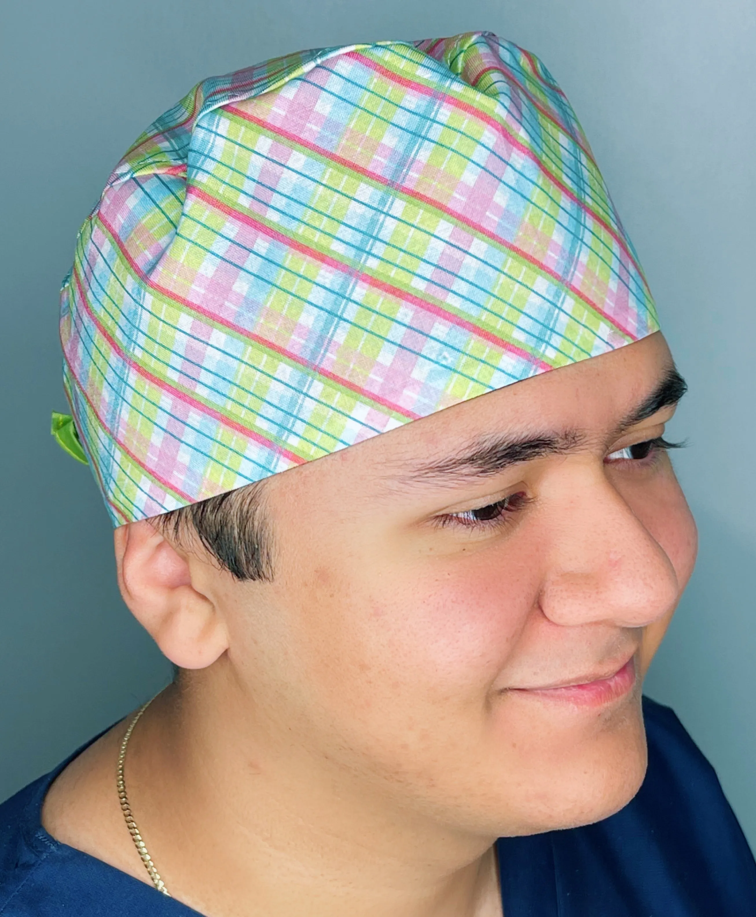 Pastel Plaid Stripes Unisex Cute Scrub Cap