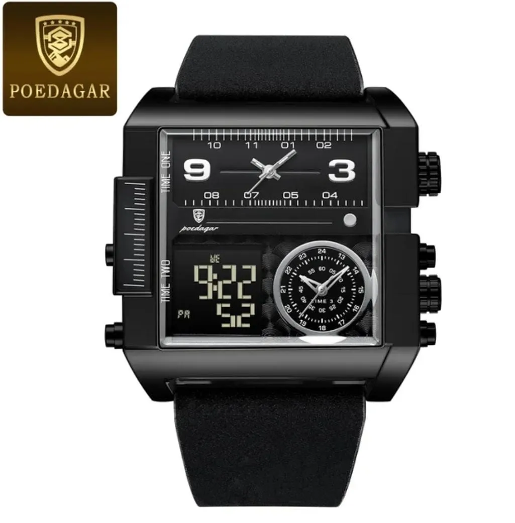 POEDAGAR Luxury Man Wristwatch Rectangle Men Watch S3429668