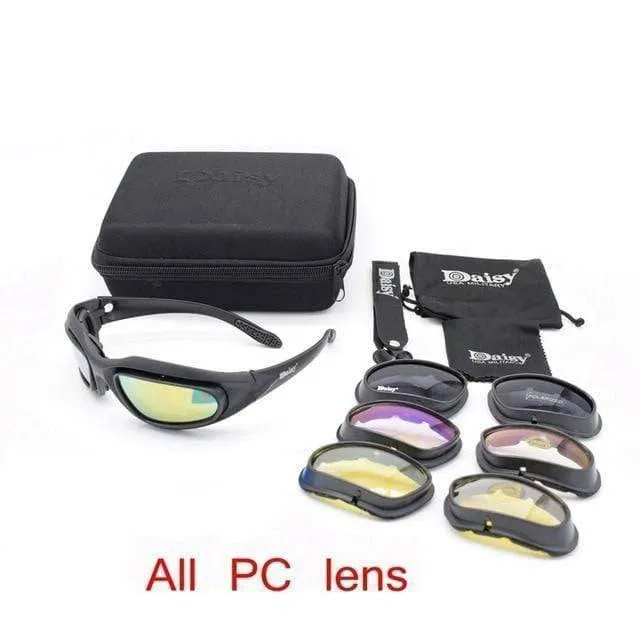 Polarized Tactical Glasses with 4 Interchangeable Lenses for Hiking