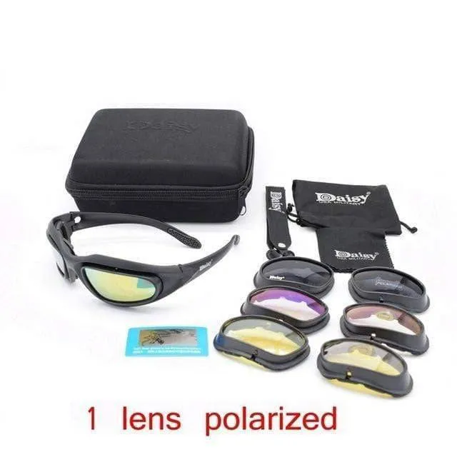Polarized Tactical Glasses with 4 Interchangeable Lenses for Hiking