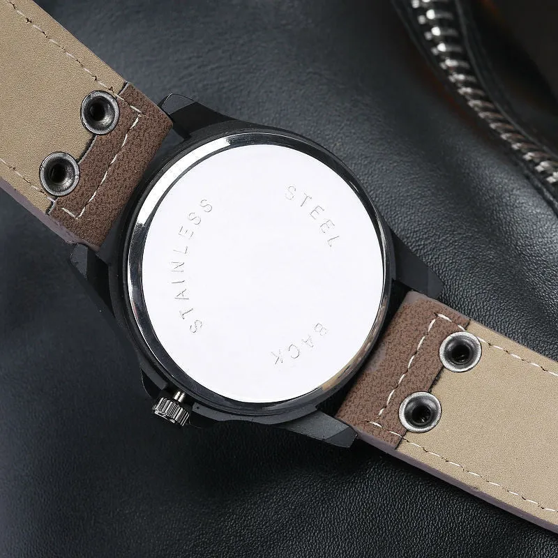 Relogio Hombre Luxury Famous Double Buckle Design Brand sports Men Watch Quartz Wristwatches quality Scrub leather army watches