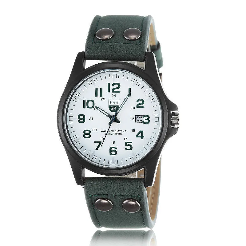 Relogio Hombre Luxury Famous Double Buckle Design Brand sports Men Watch Quartz Wristwatches quality Scrub leather army watches