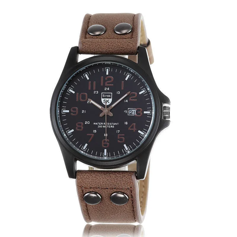 Relogio Hombre Luxury Famous Double Buckle Design Brand sports Men Watch Quartz Wristwatches quality Scrub leather army watches
