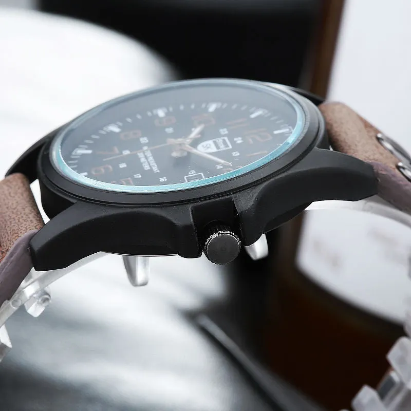 Relogio Hombre Luxury Famous Double Buckle Design Brand sports Men Watch Quartz Wristwatches quality Scrub leather army watches