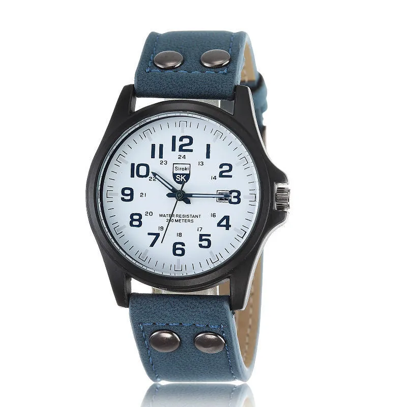 Relogio Hombre Luxury Famous Double Buckle Design Brand sports Men Watch Quartz Wristwatches quality Scrub leather army watches