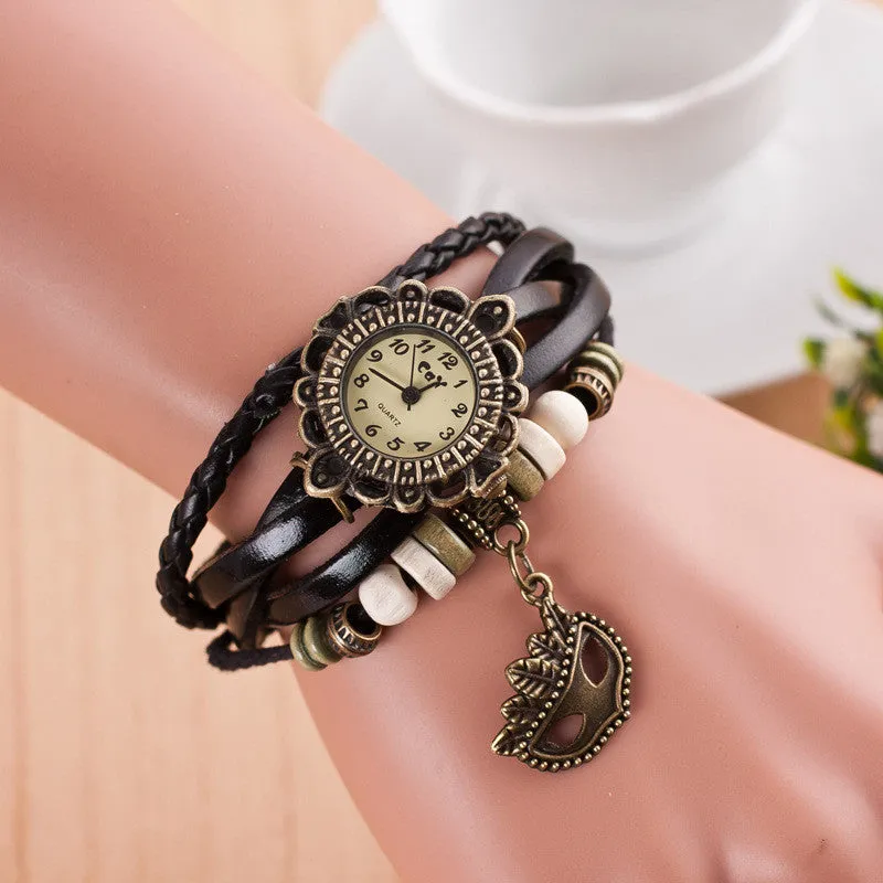 Retro Mask Handmade Woven Bracelet Watch