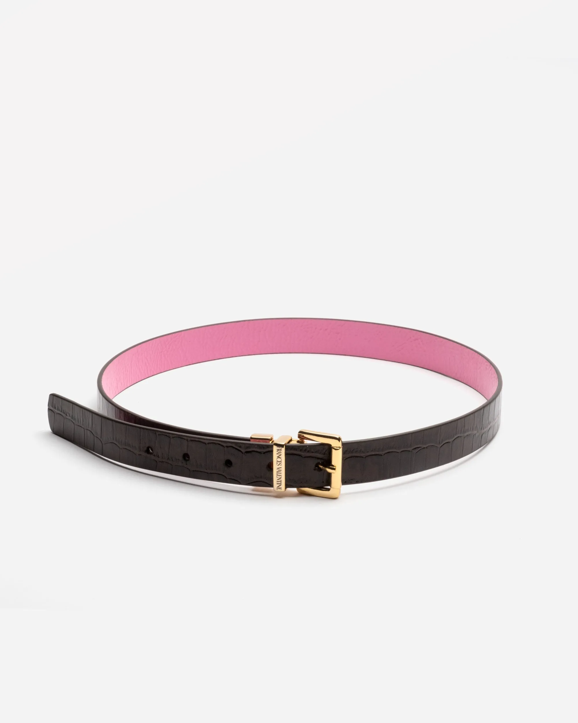 Reversible Square Buckle Crinkle Patent Belt