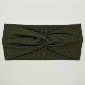 Ribbed Army Green Twist Headband