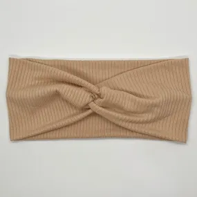 Ribbed Tan Twist Headband