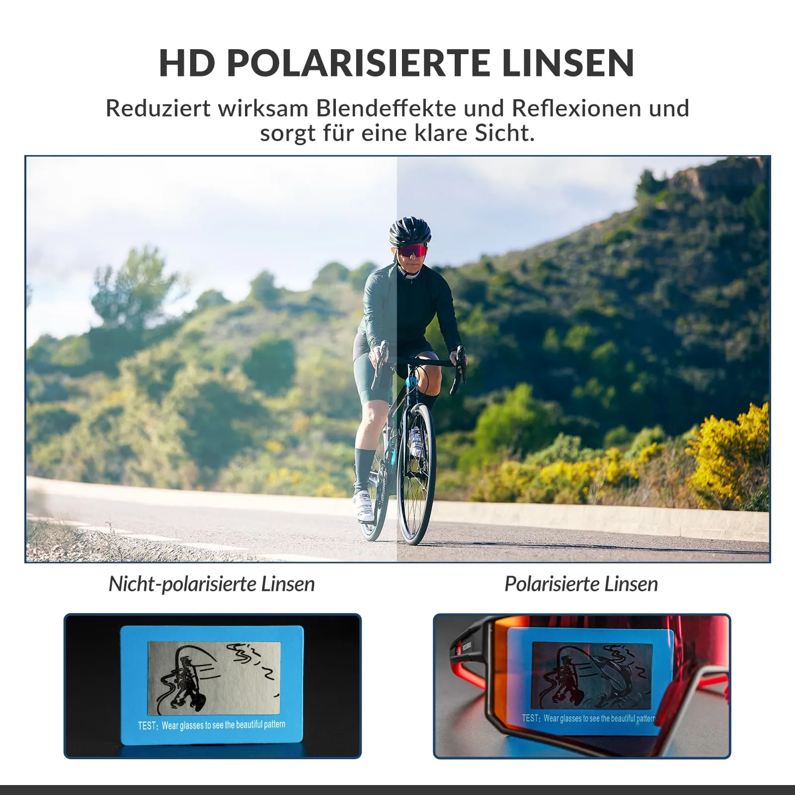 ROCKBROS Polarisiert Fahrradbrille Sport Sonnenbrille für Outdoorsport