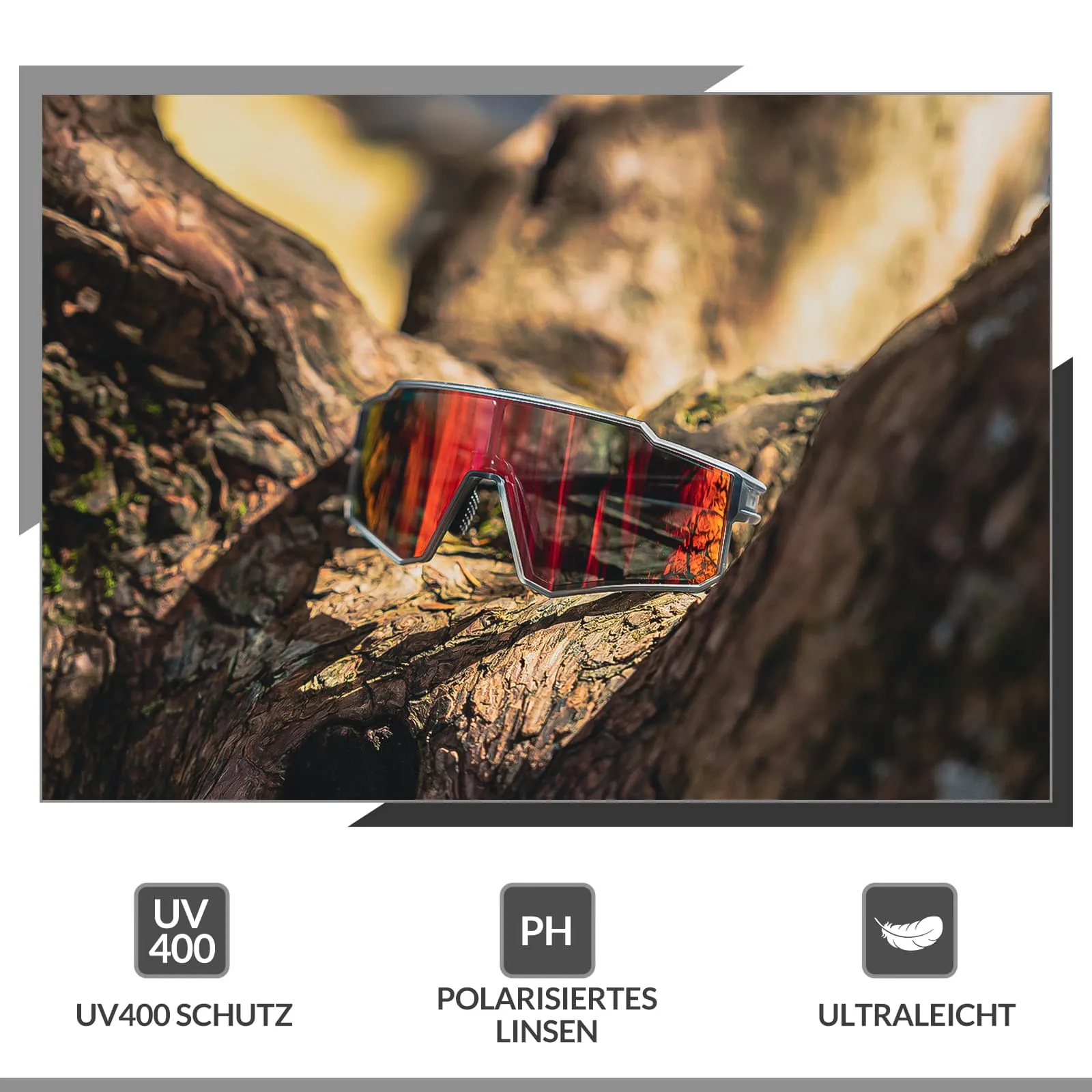 ROCKBROS Polarisiert Fahrradbrille Sport Sonnenbrille für Outdoorsport