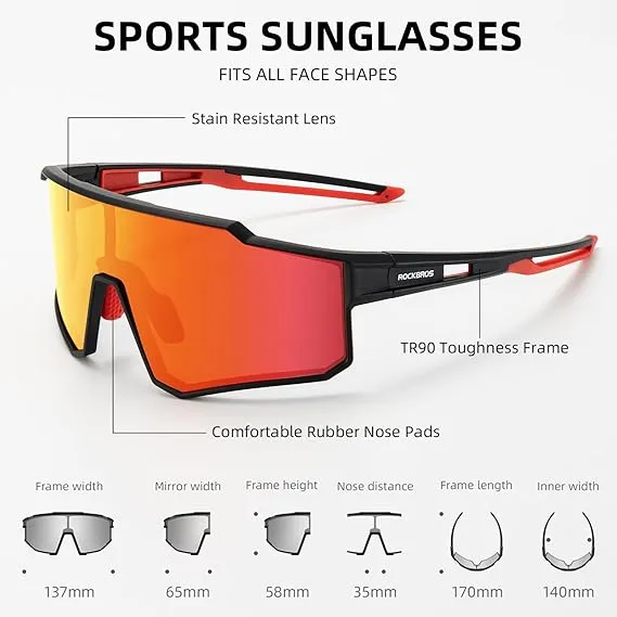 ROCKBROS Polarized Cycling Sunglasses UV400 Protection TR90 Frame Unisex