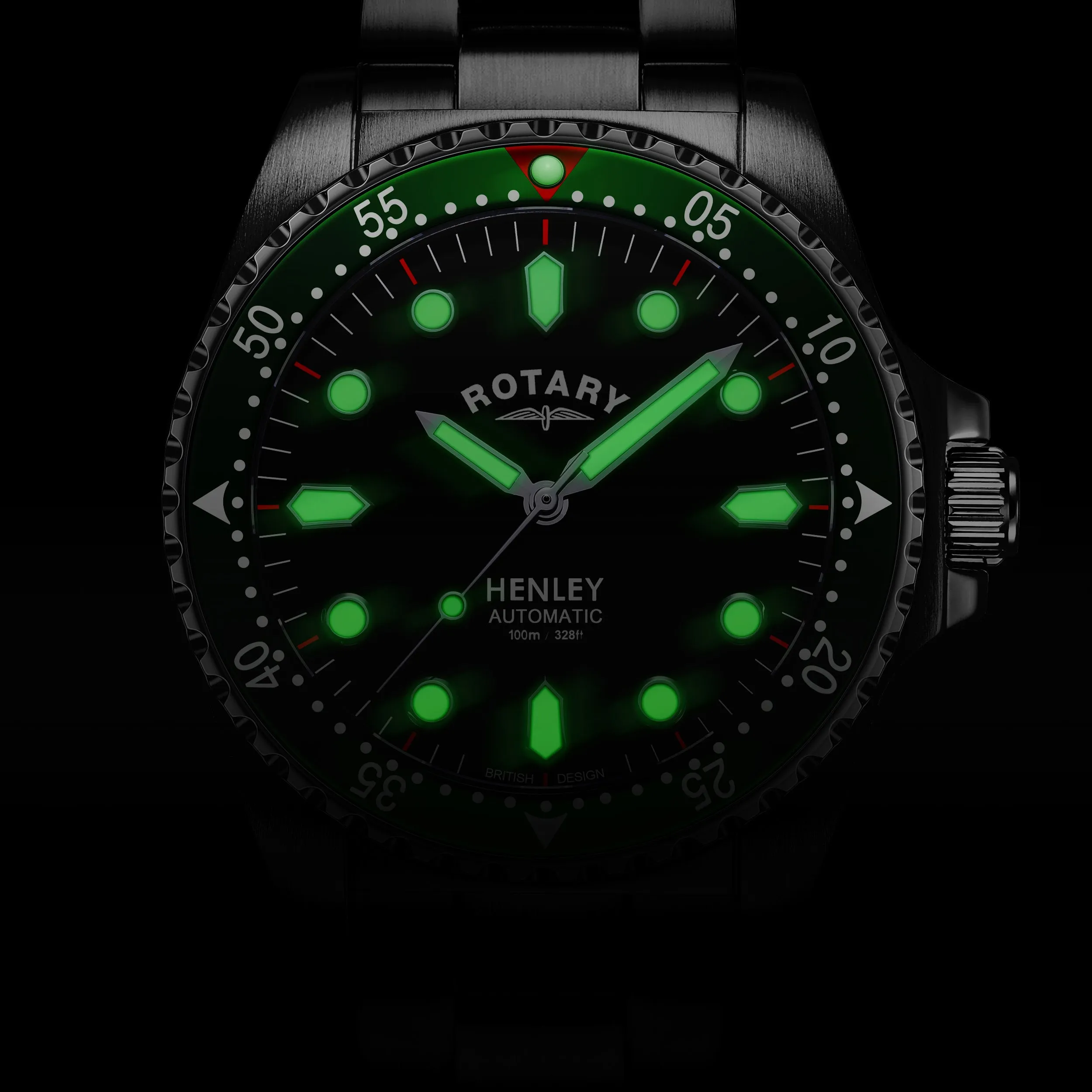 Rotary 41mm Henley Stainless Steel Green Automatic Watch