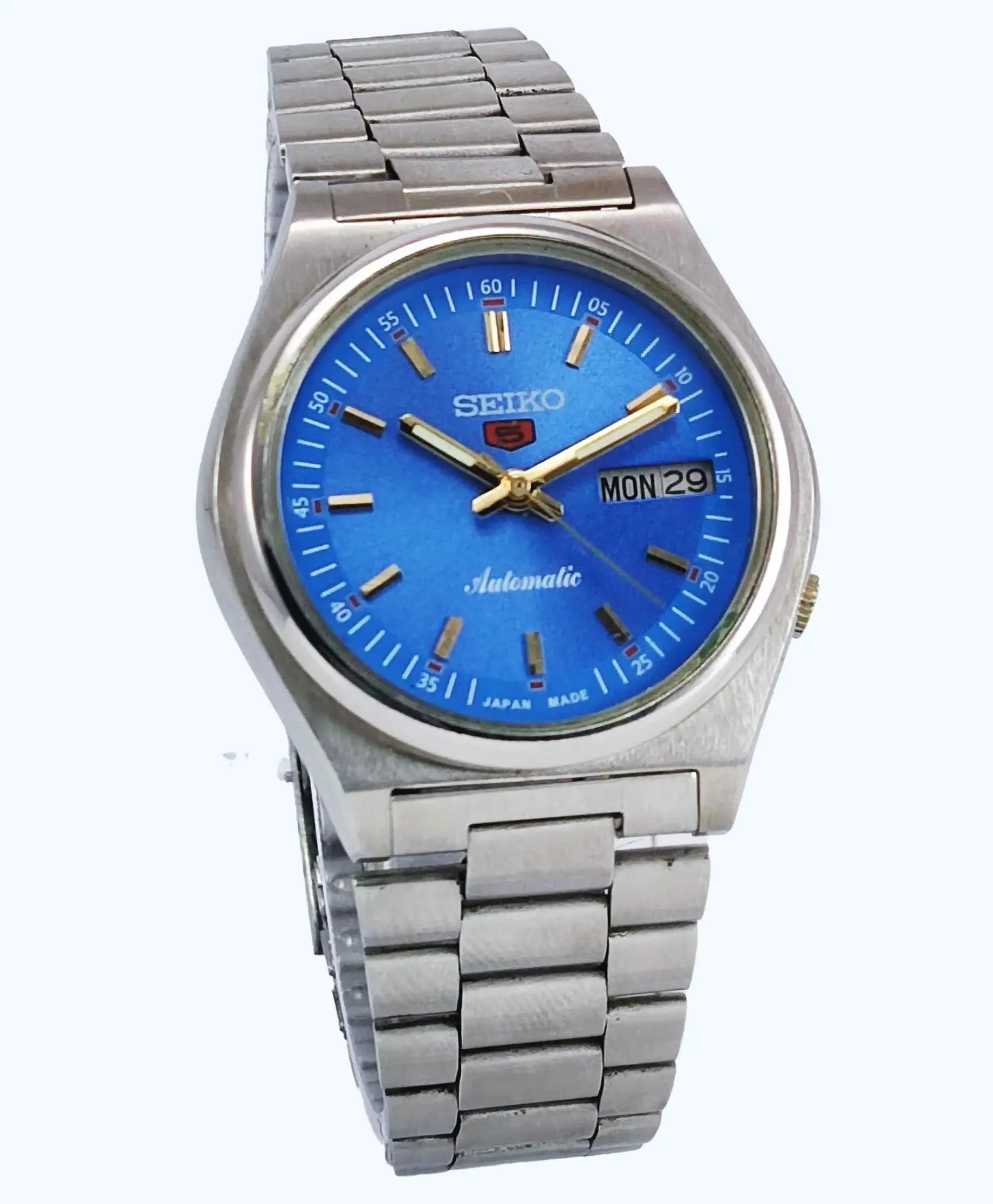 Seiko 5 Automatic-7019A Analog Black Dial 21 Jewels Day Date Men's Mechanical Watch