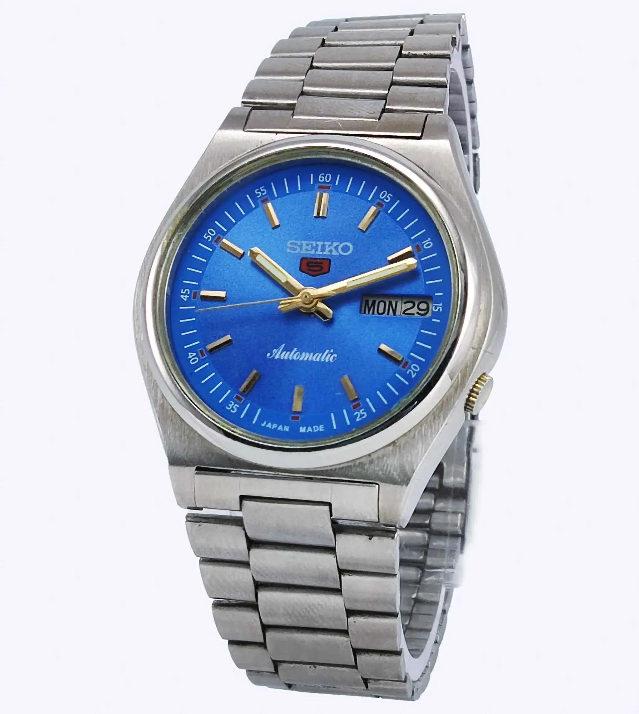 Seiko 5 Automatic-7019A Analog Black Dial 21 Jewels Day Date Men's Mechanical Watch