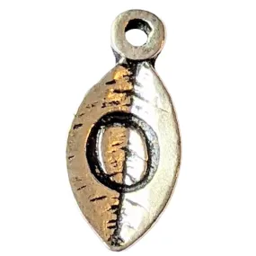 Silver Leaf Initial Charm - Letter O