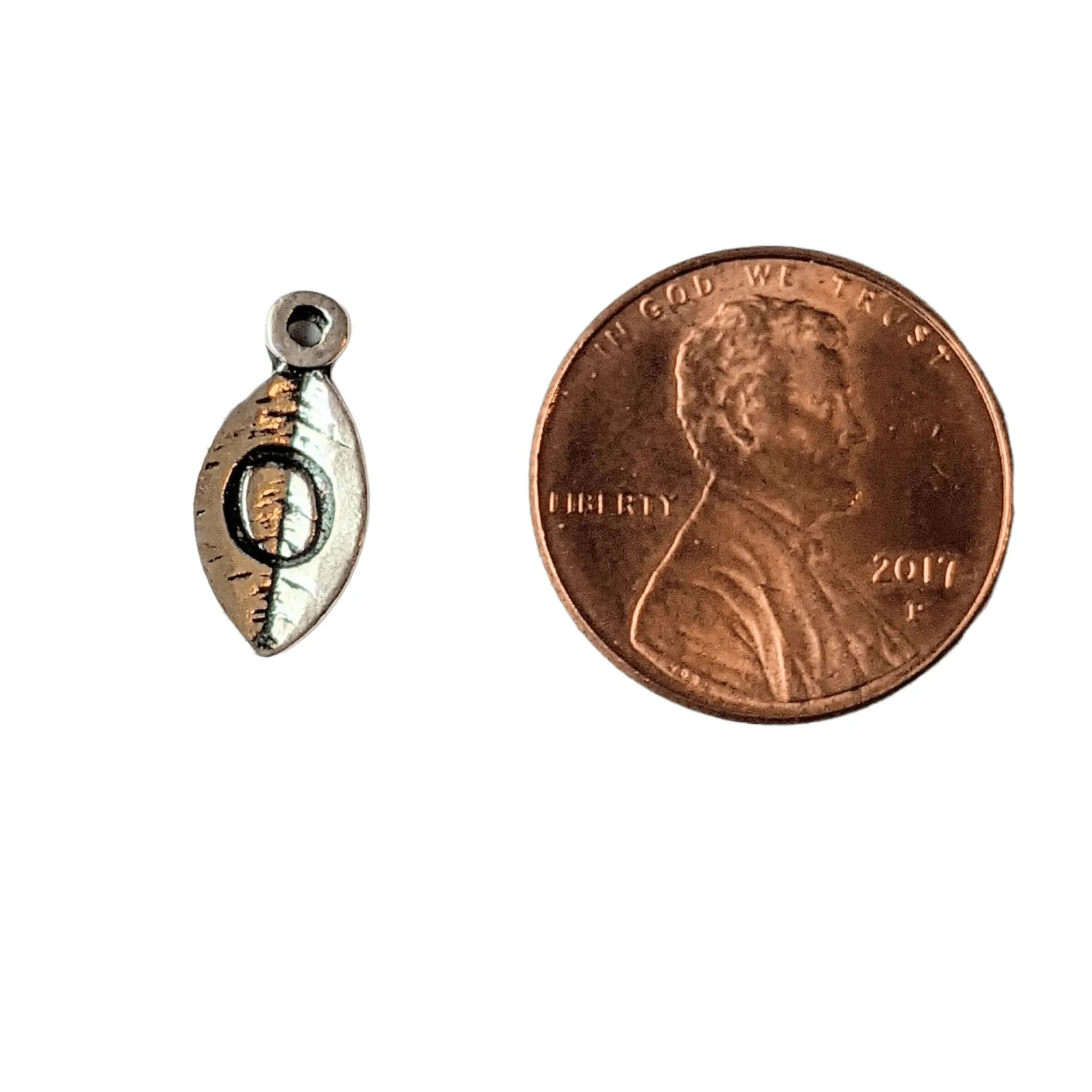 Silver Leaf Initial Charm - Letter O