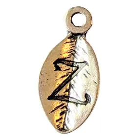 Silver Leaf Initial Charm - Letter Z