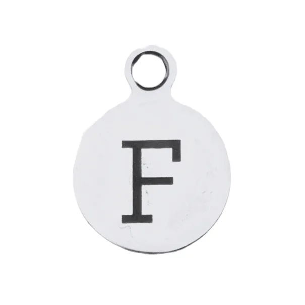 Silver Round Initial Charm - Letter F