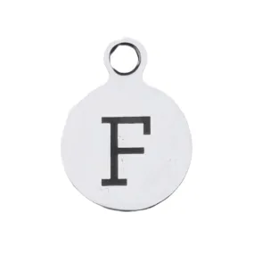 Silver Round Initial Charm - Letter F