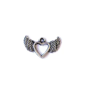 Silver Winged Heart Charm