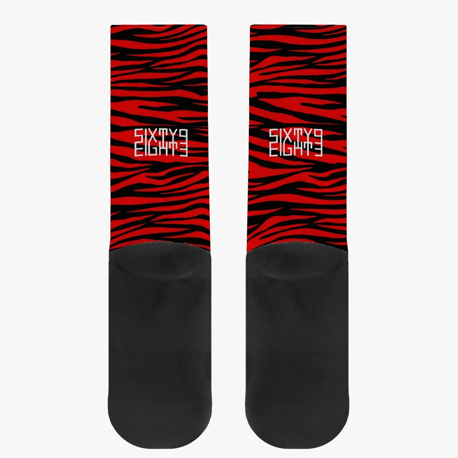Sixty Eight 93 Logo White Zebra Red Reinforced Sports Socks