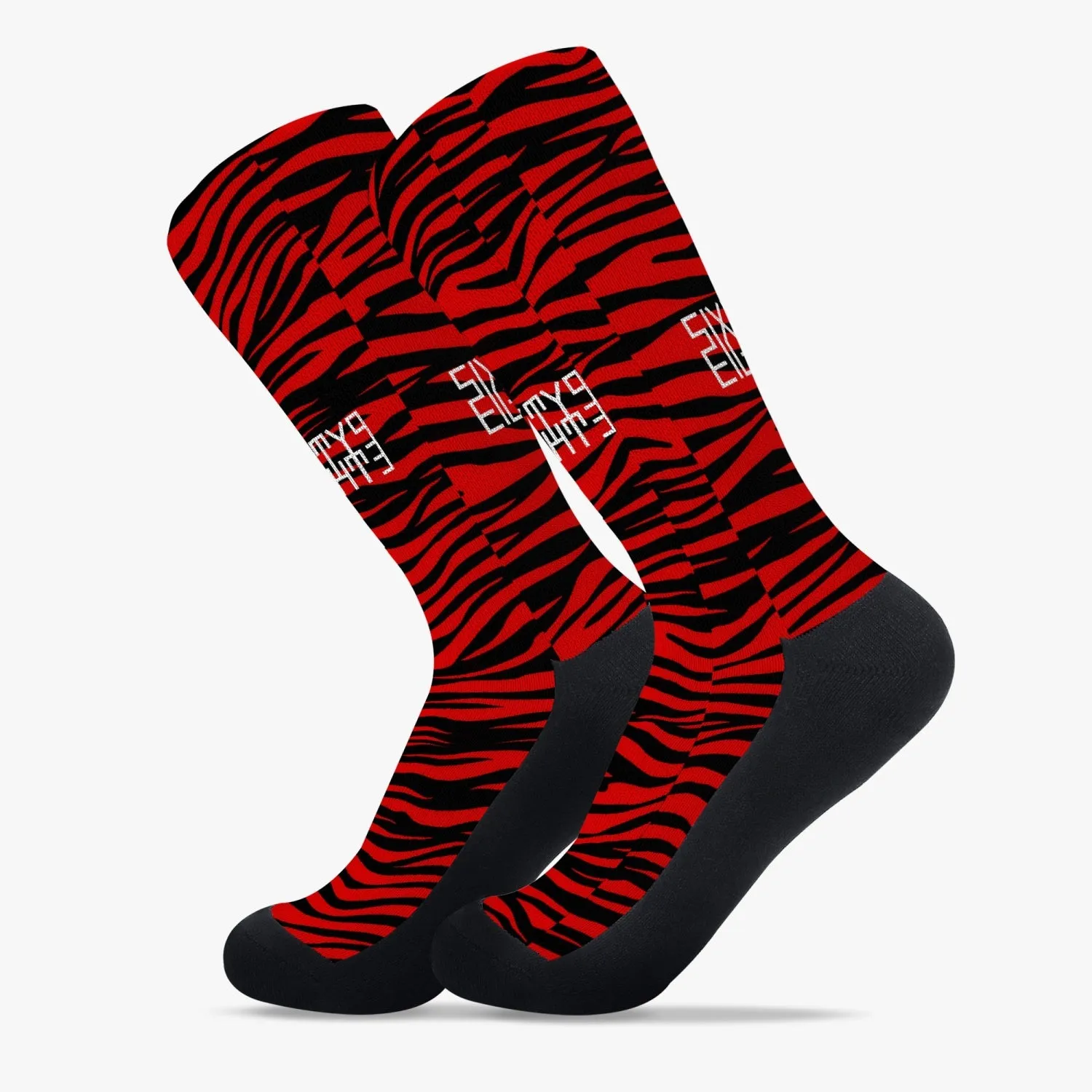 Sixty Eight 93 Logo White Zebra Red Reinforced Sports Socks