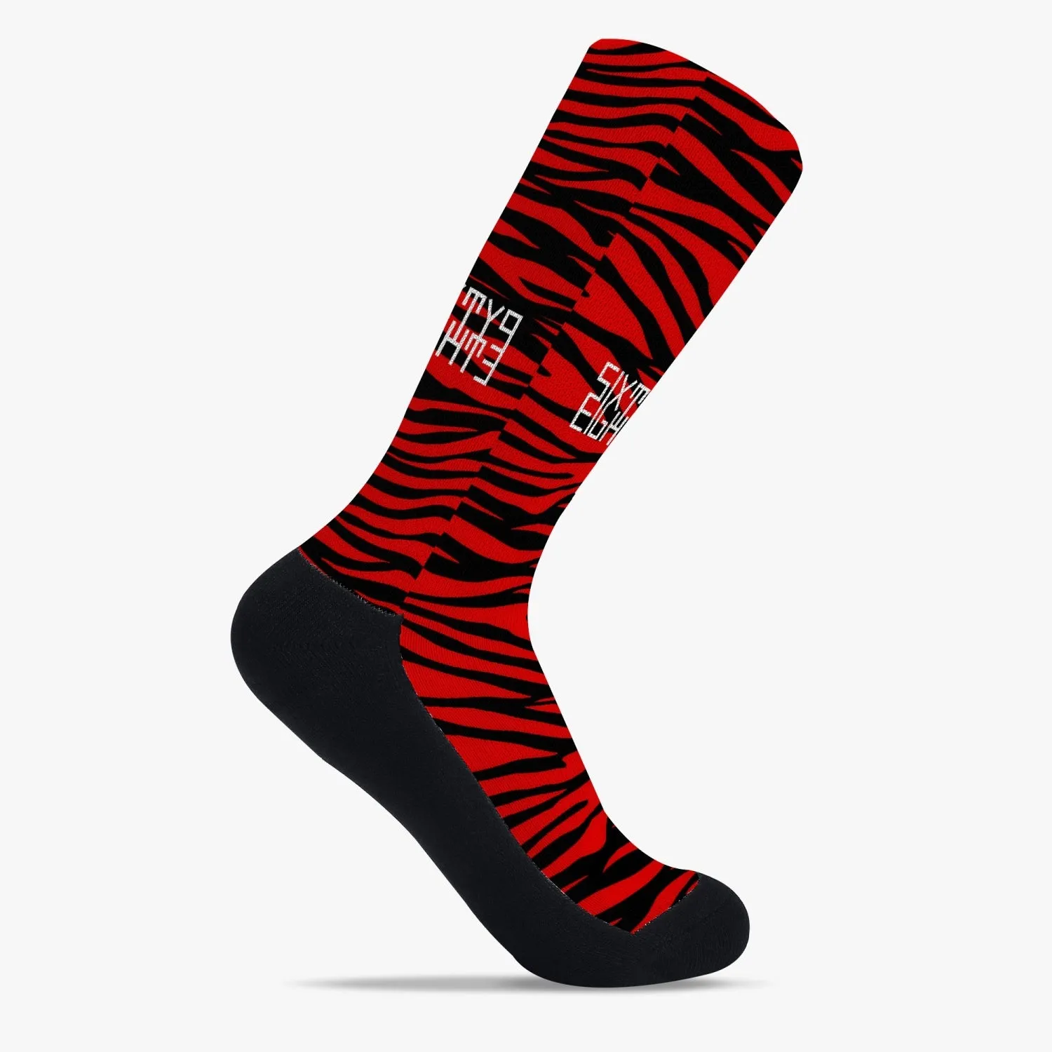 Sixty Eight 93 Logo White Zebra Red Reinforced Sports Socks