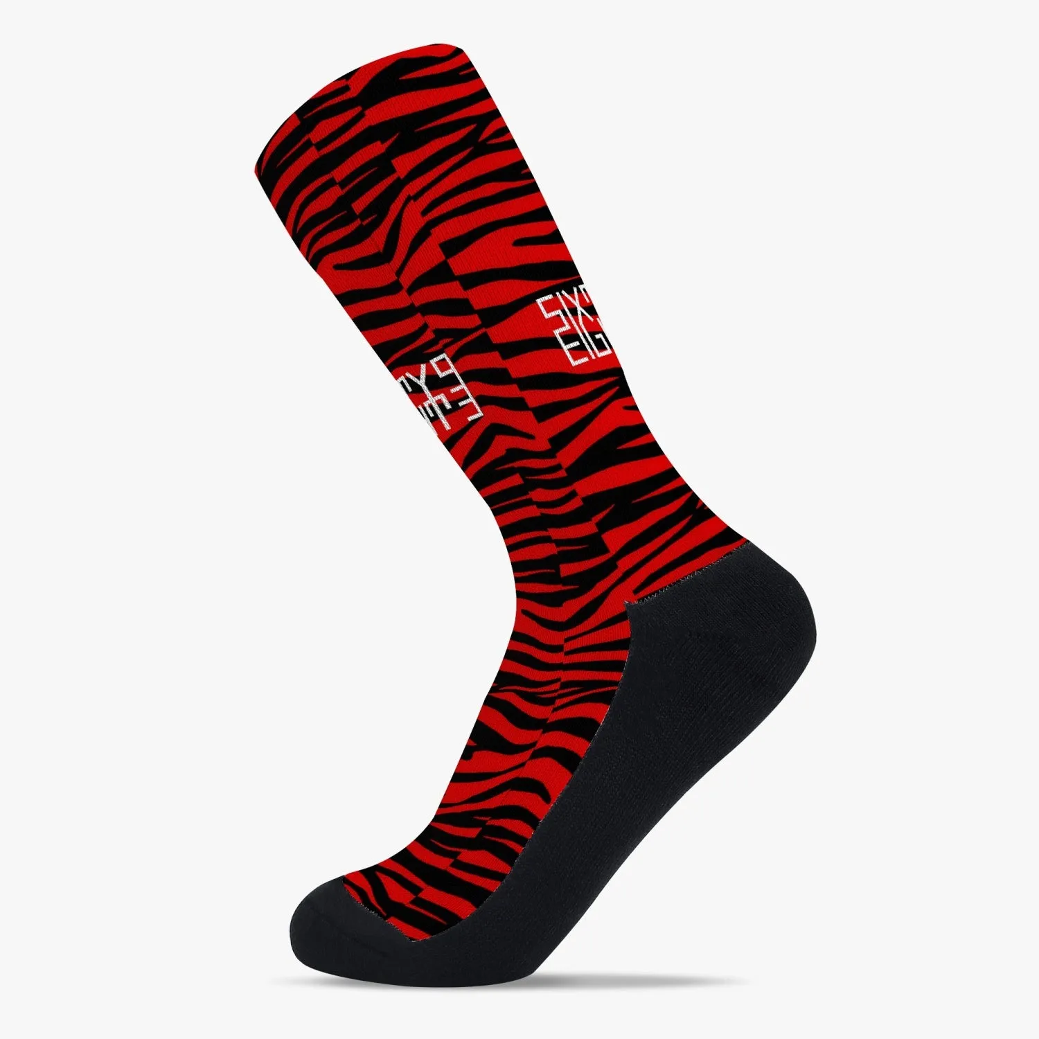 Sixty Eight 93 Logo White Zebra Red Reinforced Sports Socks