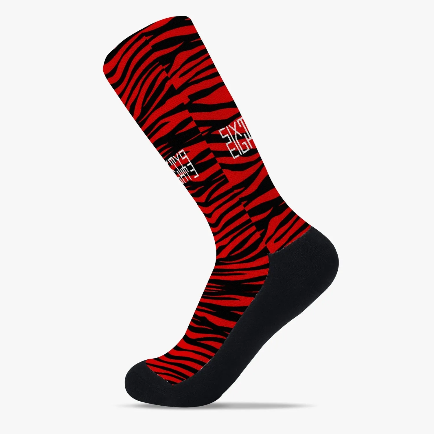 Sixty Eight 93 Logo White Zebra Red Reinforced Sports Socks