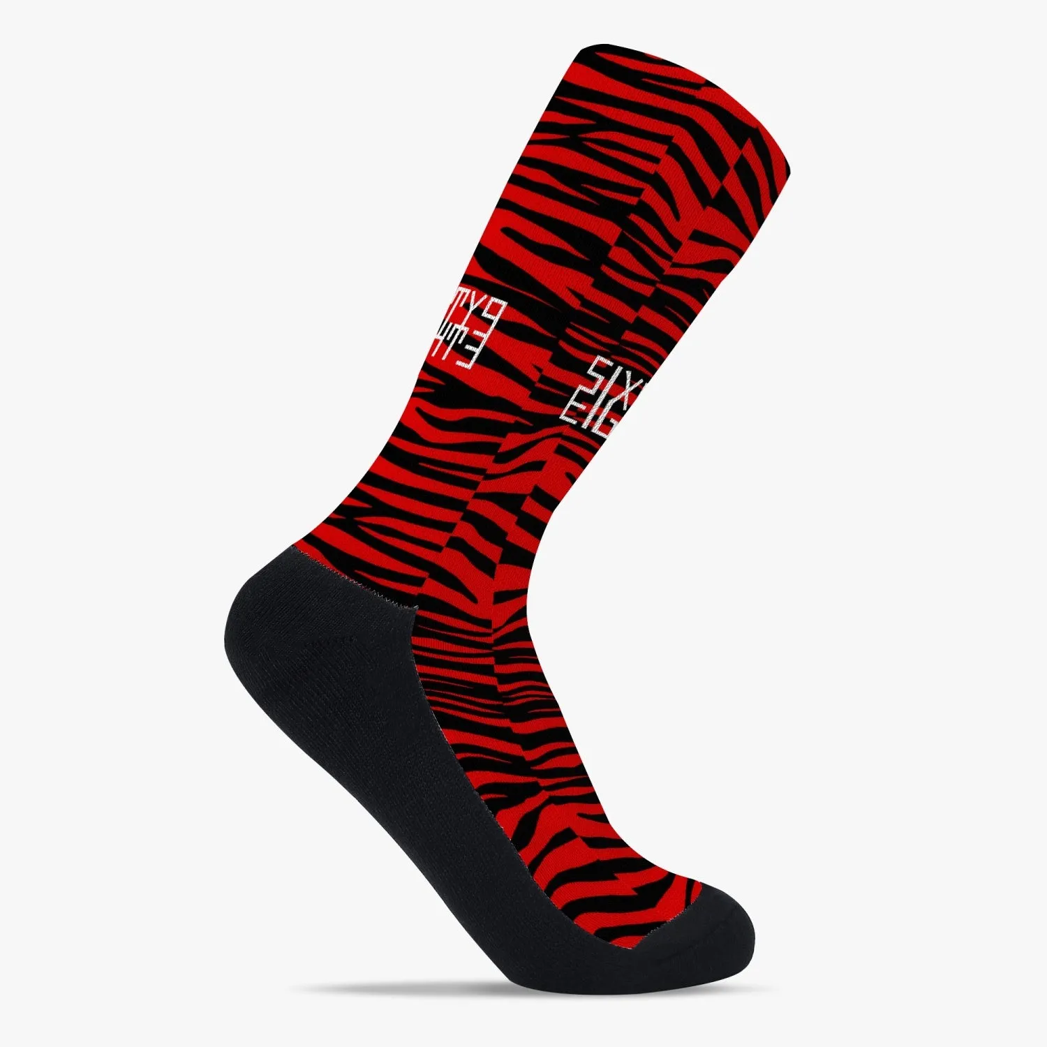 Sixty Eight 93 Logo White Zebra Red Reinforced Sports Socks