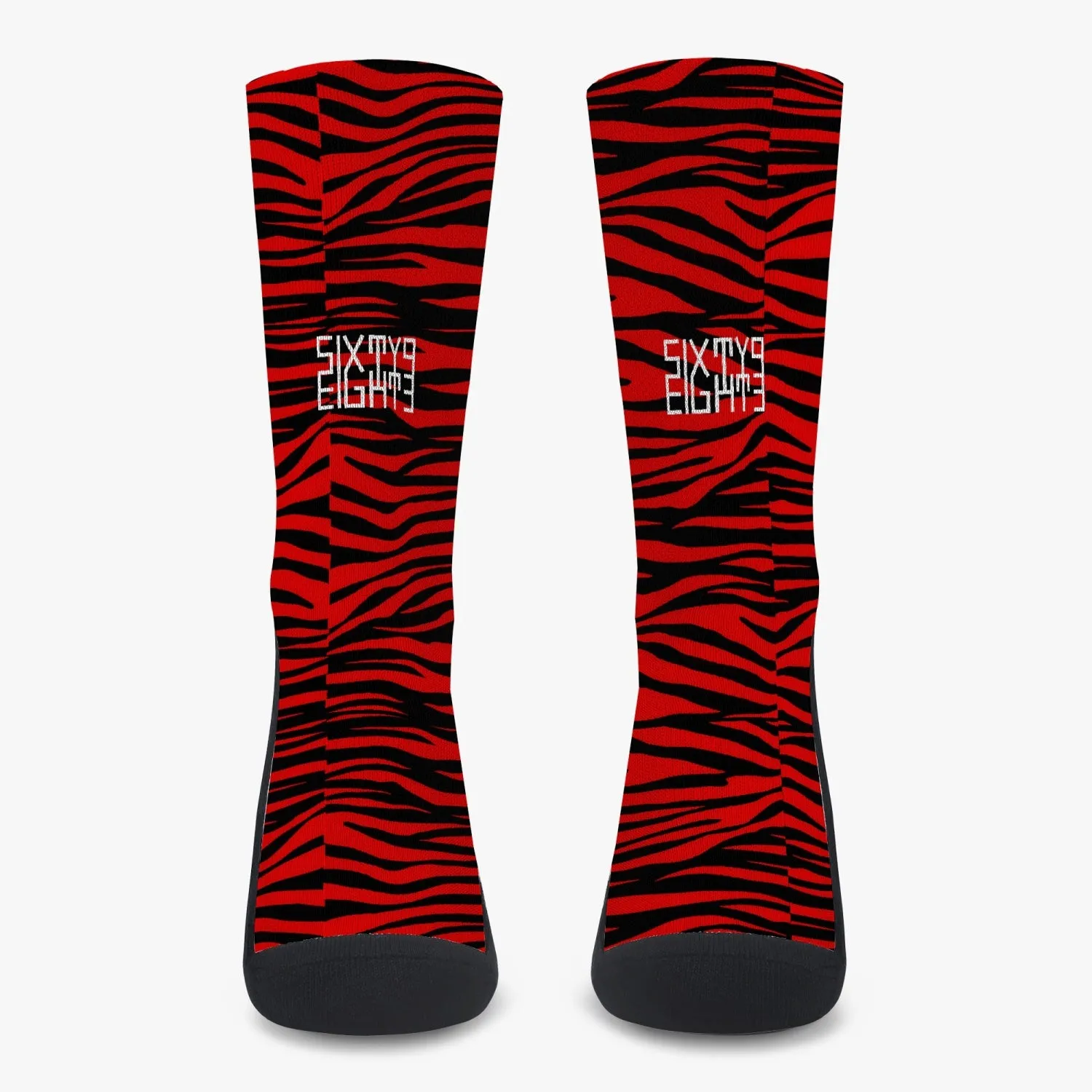 Sixty Eight 93 Logo White Zebra Red Reinforced Sports Socks