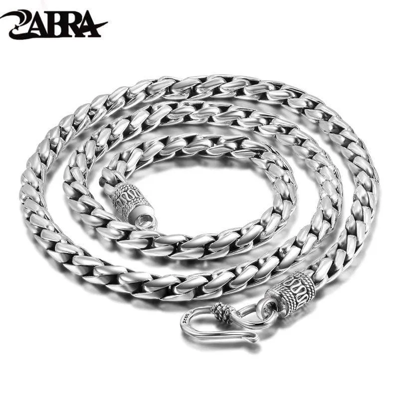 Solid 925 Sterling Silver 5mm 55cm Vintage Long Chain Necklaces for Men SteamRetro Rock Men Sterling Jewelry (55cm)