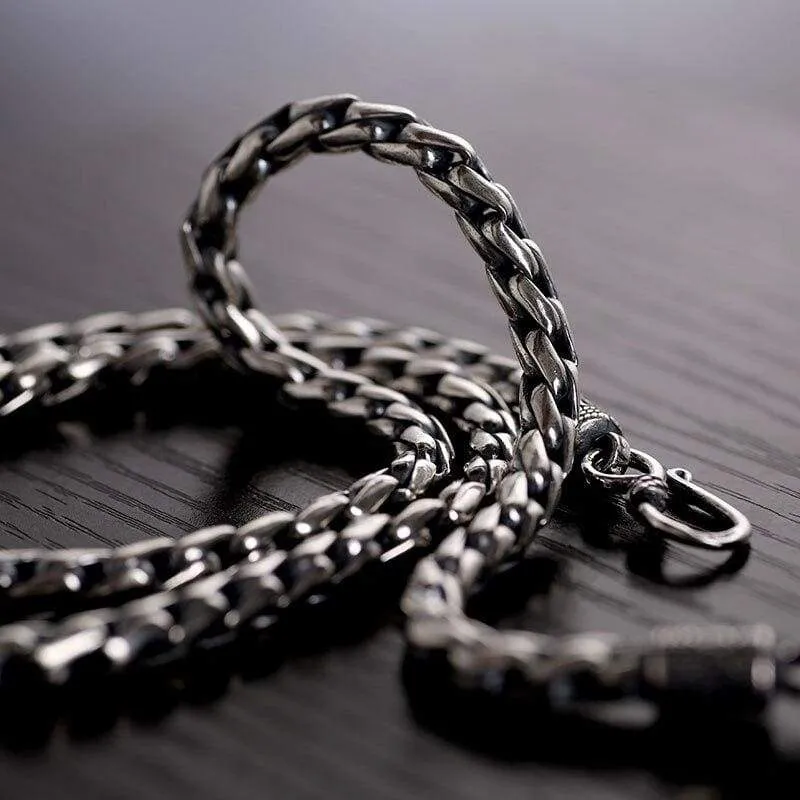 Solid 925 Sterling Silver 5mm 55cm Vintage Long Chain Necklaces for Men SteamRetro Rock Men Sterling Jewelry (55cm)