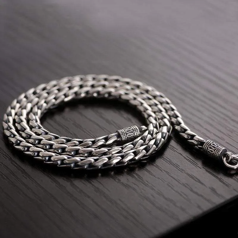 Solid 925 Sterling Silver 5mm 55cm Vintage Long Chain Necklaces for Men SteamRetro Rock Men Sterling Jewelry (55cm)