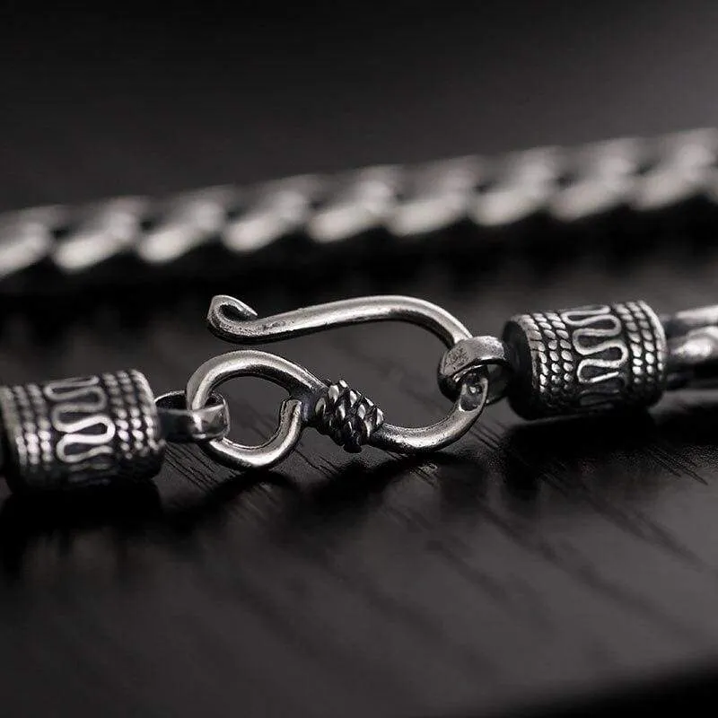 Solid 925 Sterling Silver 5mm 55cm Vintage Long Chain Necklaces for Men SteamRetro Rock Men Sterling Jewelry (55cm)
