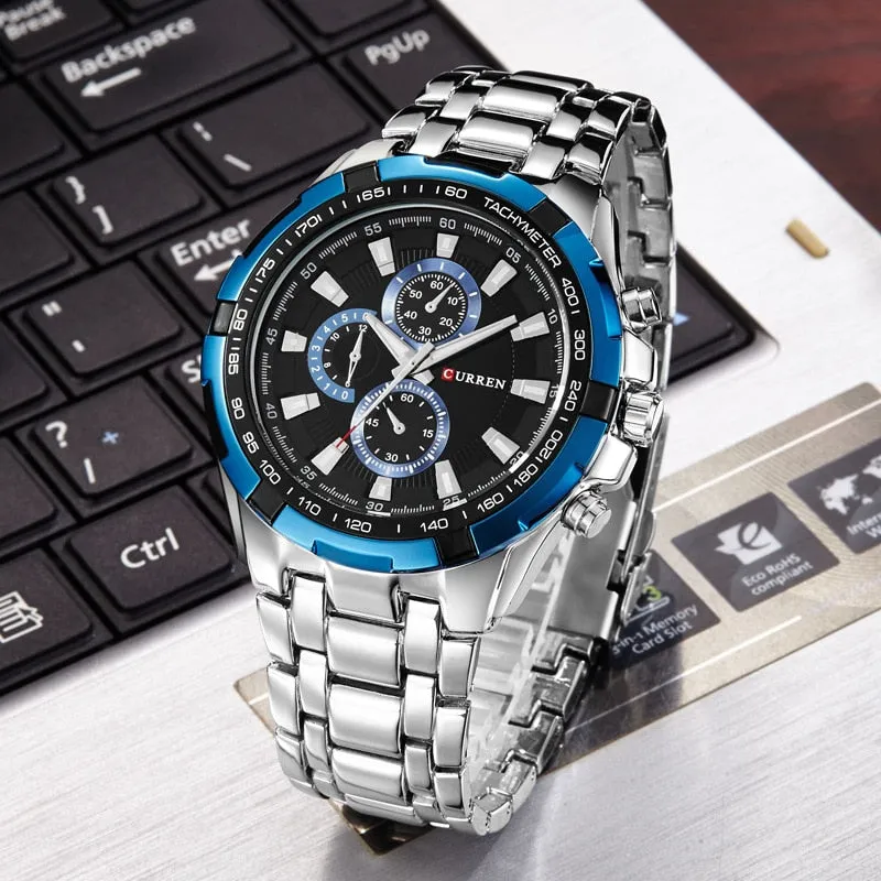 Sporty Stainless Steel Men's Watch - Water Resistant