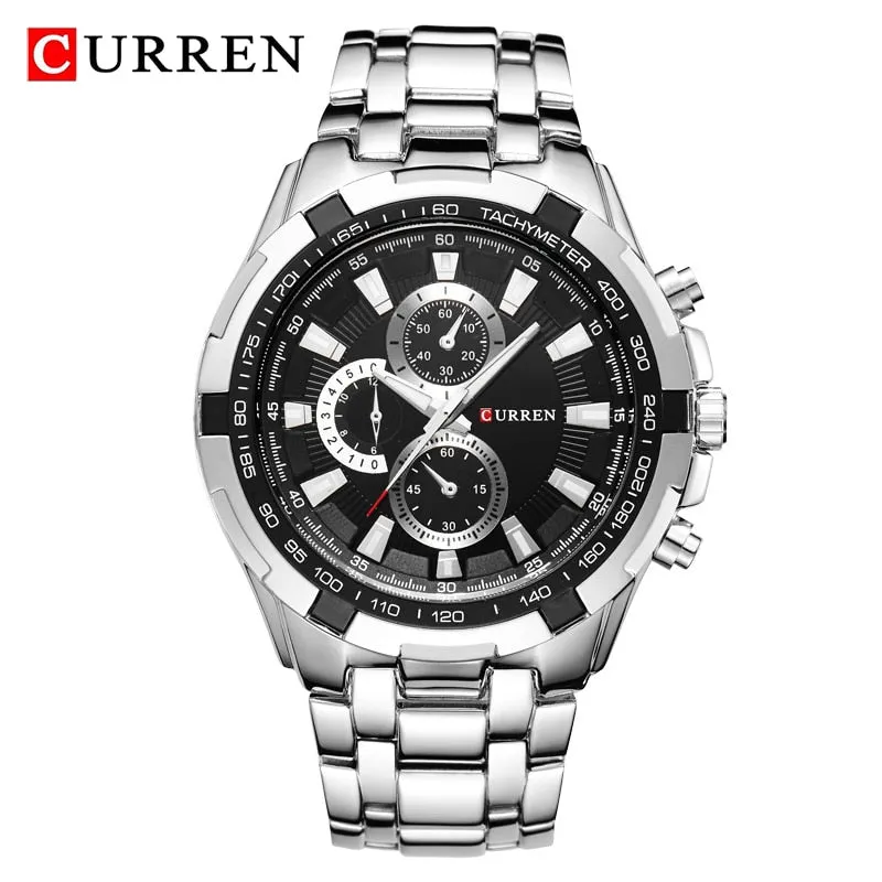 Sporty Stainless Steel Men's Watch - Water Resistant