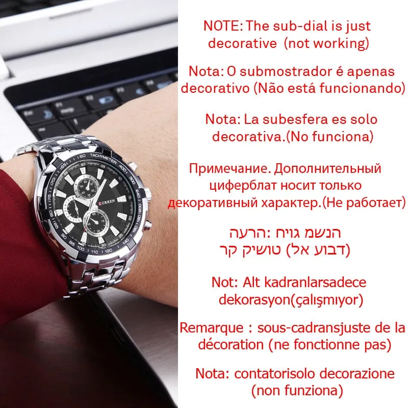Sporty Stainless Steel Men's Watch - Water Resistant