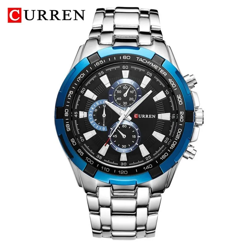 Sporty Stainless Steel Men's Watch - Water Resistant